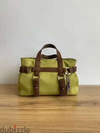Vintage Charriol pistachio and brown nubuck leather small handbag