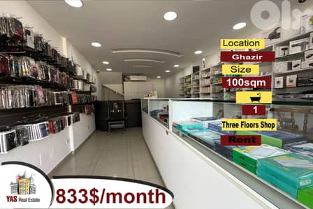 Ghazir 100m2 | Three Floors Shop | Rent | Active Street | RA/IV |