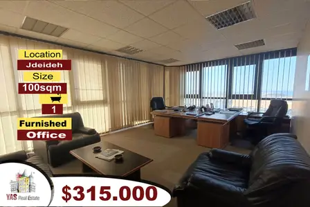 Jdeideh 100m2 | Furnished Office | High Floor | Prime Location | AA