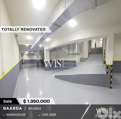 1,200 SQM warehouse for SALE in Baabda-main road !