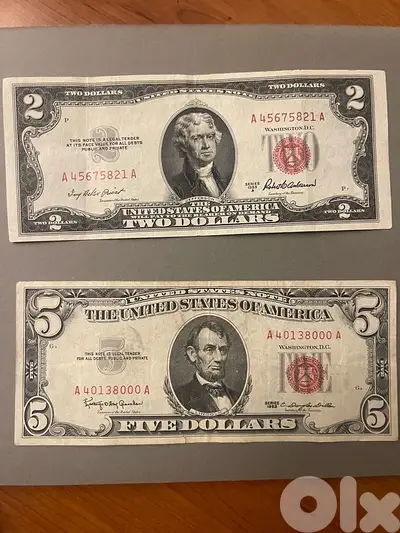 US 2$ 1953 and 5$ 1963 series bank note US 2$ 1953 and 5$ 1963 series bank note