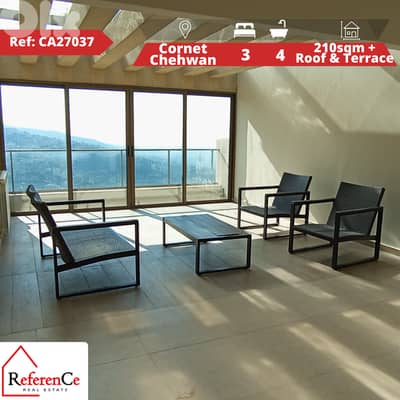 Catchy apartment with Roof in Cornet Chehwan شقة جذابة مع سطح في قرنة