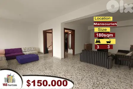 Mansourieh 180m2 | Well Maintained | Partial View | AA/TO/AC