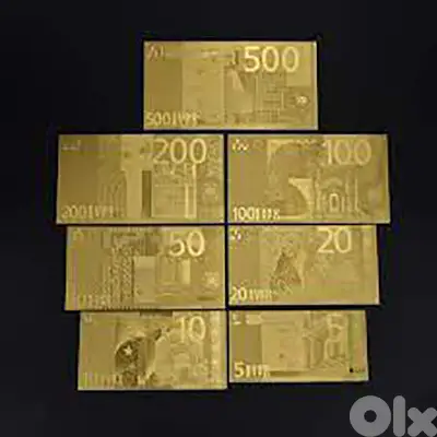 7PCS 24k Euro Bills Set Money Souvenir Banknote 5/10/20/50/100/200/500