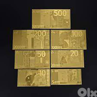 7PCS 24k Euro Bills Set Money Souvenir Banknote 5/10/20/50/100/200/500 0