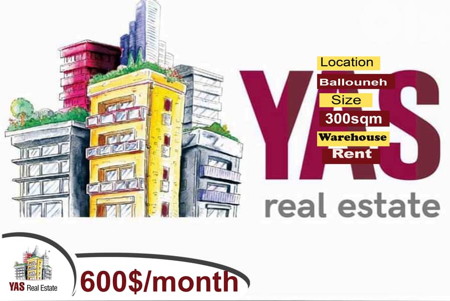 Ballouneh 300m2 | Warehouse | Perfect Rental Investment | AC | 0