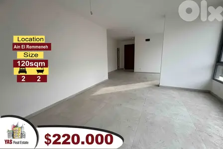 Ain El Remmeneh 120m2 | Brand New | High End | Well Lighted | CL/AC