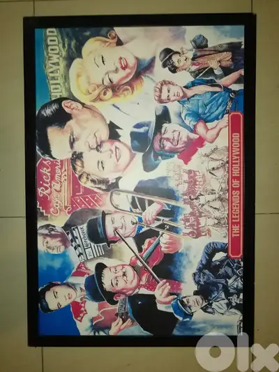 Retro style canvas print mounted on wood "legends of Hollywood"