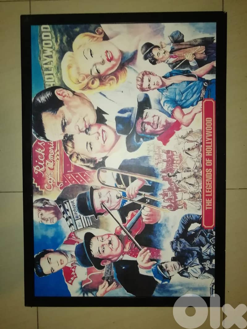 Retro style canvas print mounted on wood "legends of Hollywood" 0