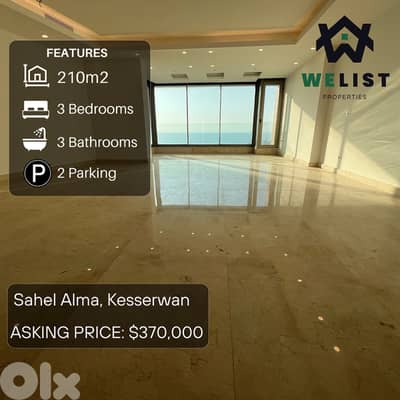 210sqm Apartment for sale in Sahel Alma - Jounieh  REF: MA25JSSA210370
