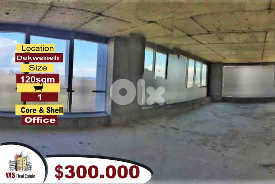 Dekweneh 120m2 | Office | Core & Shell | High Floor | AA/NA 0
