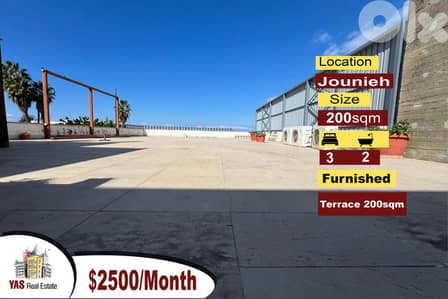 Jounieh 200m2 | 200m2 Terrace | Easy Access | Furnished | Rent | EH |