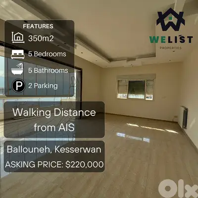 350sqm Duplex Apartment for sale in Ballouneh