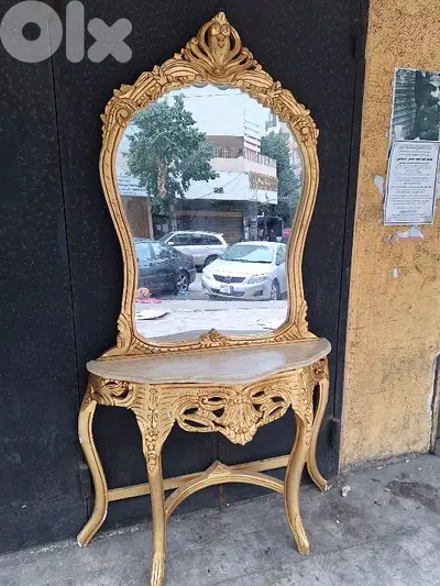 كونسول خشب زين حفر ناعم مميز وجه رخام سعر لقطة