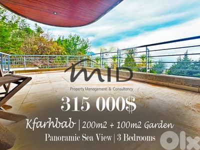Kfarehbab | 200m² + 100m² Terrace | 360° Sea View | Green Surroundings