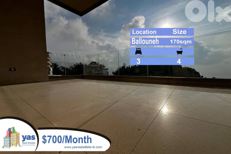 Ballouneh 170m2 | Brand New | Prime And Calm Location | Rent | KS | 0