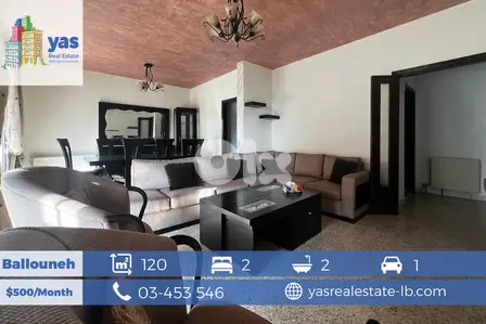 Ballouneh 120m2 | Semi-Furnished | Prime Location | Rent | KS |