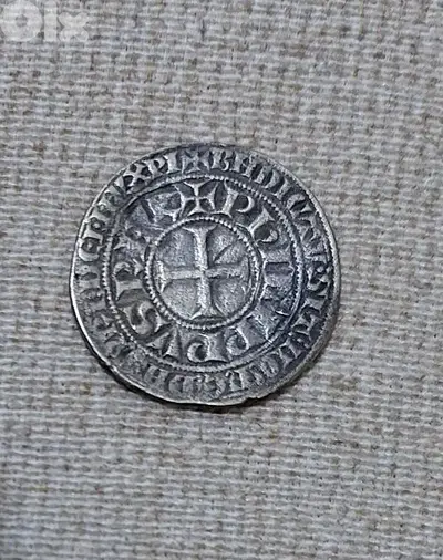 Crusaders Silver Coin Denier year 1149 عملة فضة للحملة الصليبية عام