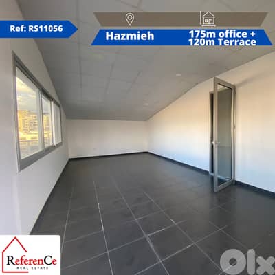 office with amities/Terrace in Hazmiyeh مكتب مع صالات/تراس في الحازمية