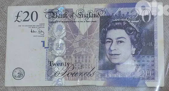 Twenty  English Pounds banknote Memorial for the Queen Elizabath II