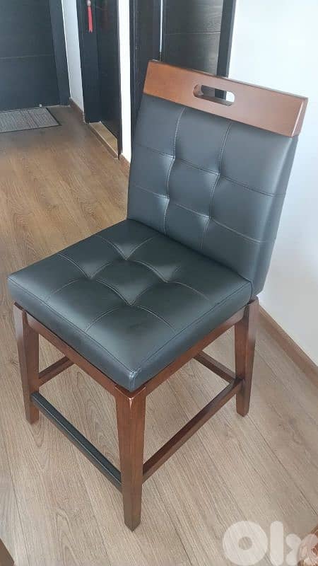 Original dining room(high table+6 leather chairs) brown color 0