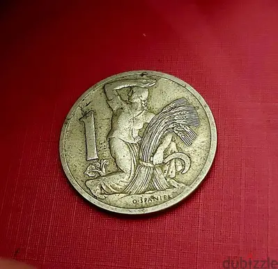 czechoslovakia 1 Koruna 1933 first Republic KM# 4