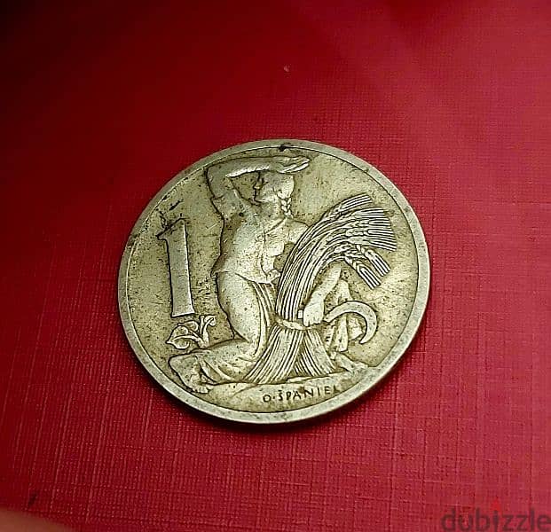 czechoslovakia 1 Koruna 1933 first Republic KM# 4 0