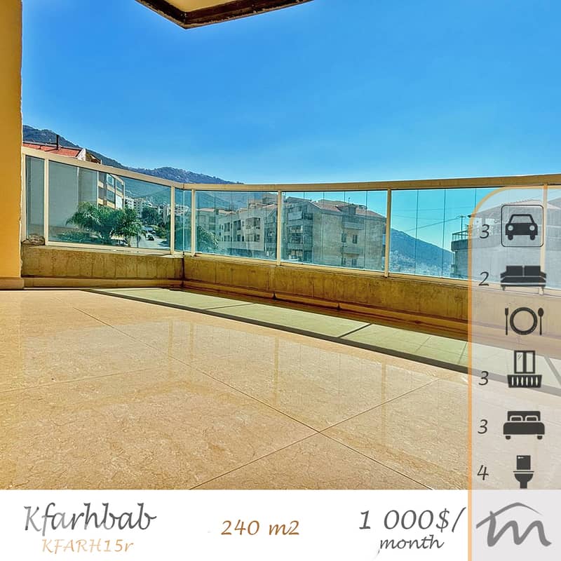 Kfarehbeb | Semi-Furnished 240m² | Terrace | 3 Balconies | 3 Parking 0