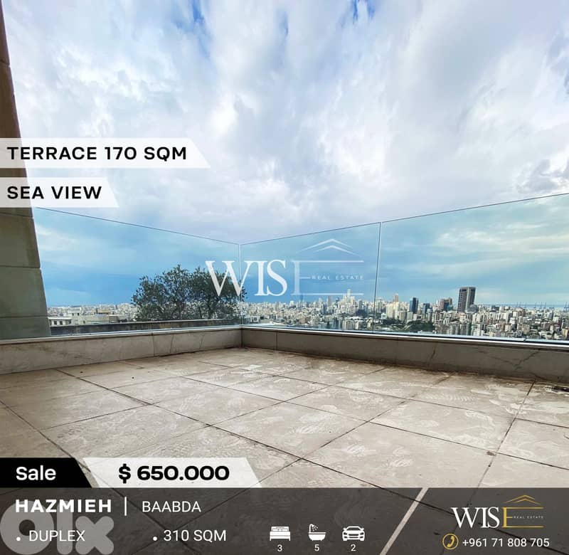 310 sqm duplex with terrace for SALE in Hazmieh-Baabda! 0