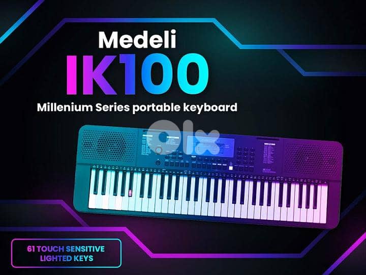 Medeli IK100 keyboard, 61 touch sensitive, lighted keys, 2 x 2,5 watt 5