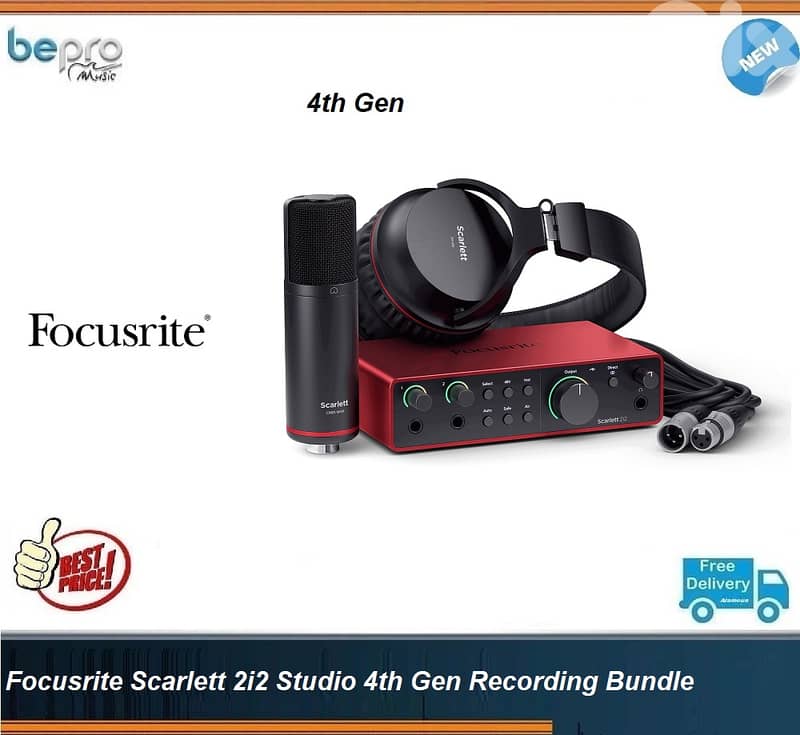 Focusrite Scarlett 2i2 Studio G4 Recording Pack,4th Gen Bundle 0