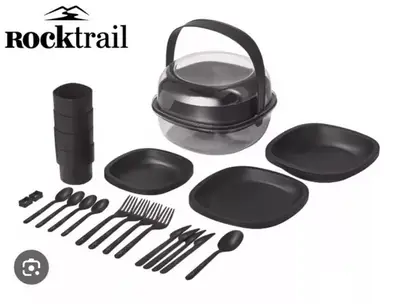 rocktrail 33 piece camping tableware set