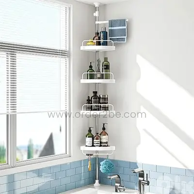Adjustable Shower Corner Rack w/ 4 Shelves & Towel Holder