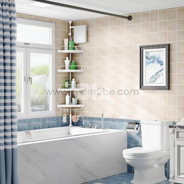 Adjustable Shower Corner Rack w/ 4 Shelves & Towel Holder 6