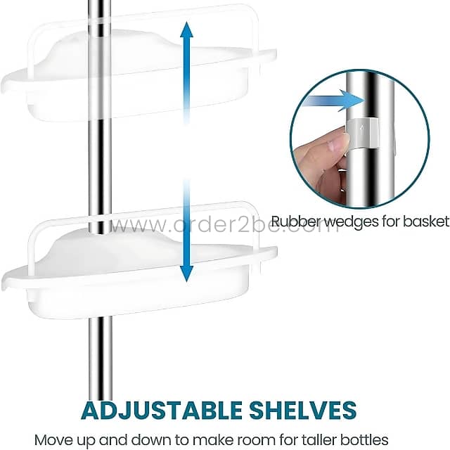 Adjustable Shower Corner Rack w/ 4 Shelves & Towel Holder 9