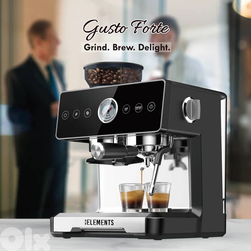 German Espresso KB Elements Gusto Forte Coffee Machine With Grinder 0