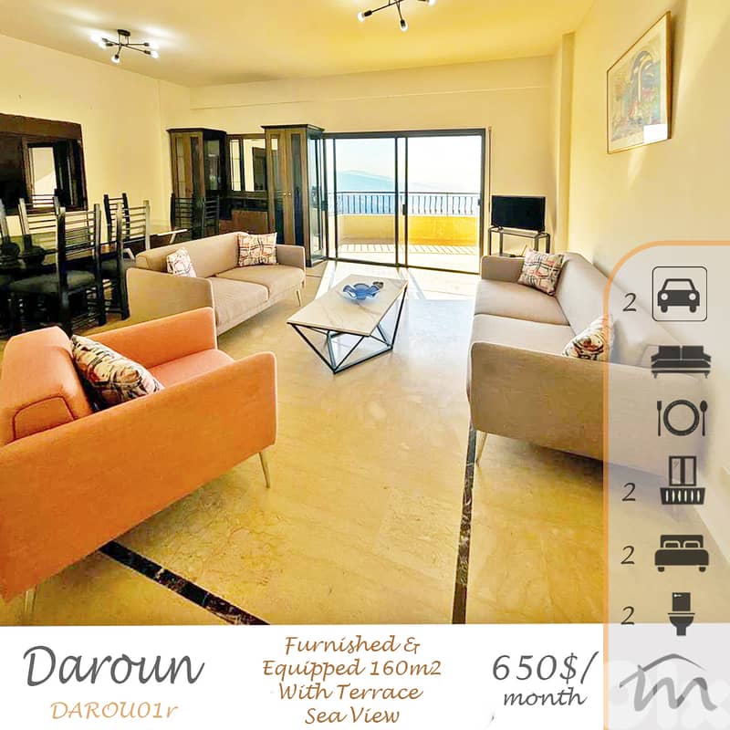 Daroun | Furnished/Equipped | Huge Terrace | Balcony | Panoramic View 0