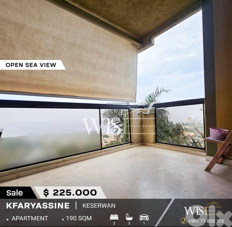 190 SQM apartment for SALE in Kfaryassine! 0
