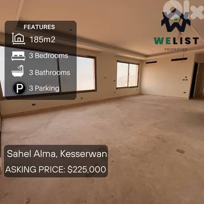 185sqm Apartment for sale in Sahel Alma - Jounieh  REF: MA25MSSA185225