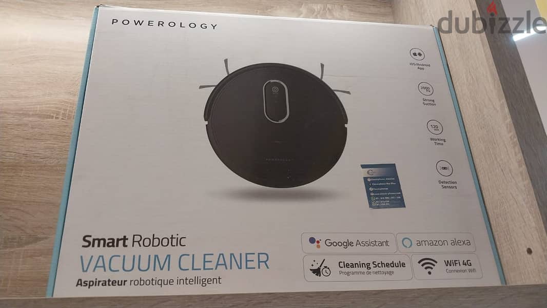 Powerology smart robotic vacuum cleaner 2600mah 20w 0