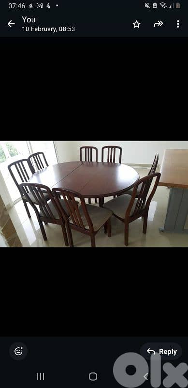 dining table +8 chairsتصفية نهاءية طاولة سفرة خشب جيدة بسعر مغر جدا 0