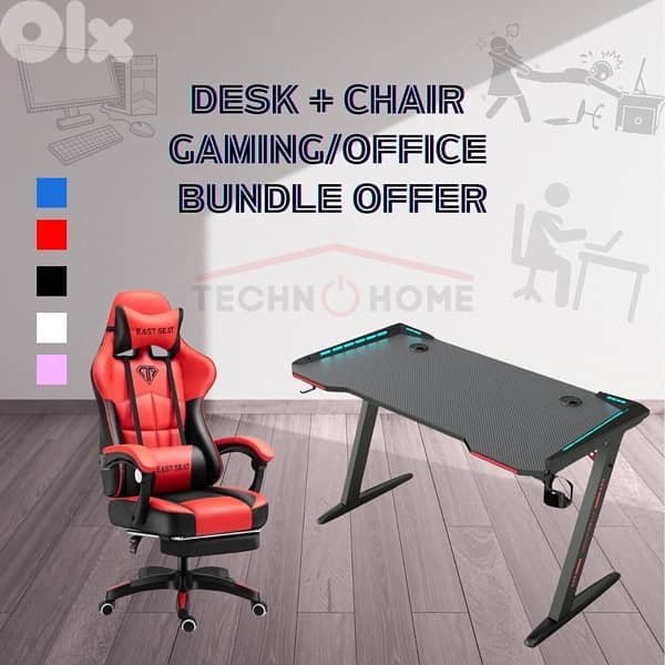 Gaming Chair + Gaming Desk 120cm 0