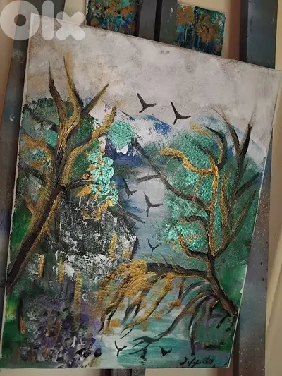 رسم زيتي على القماش يدويه
