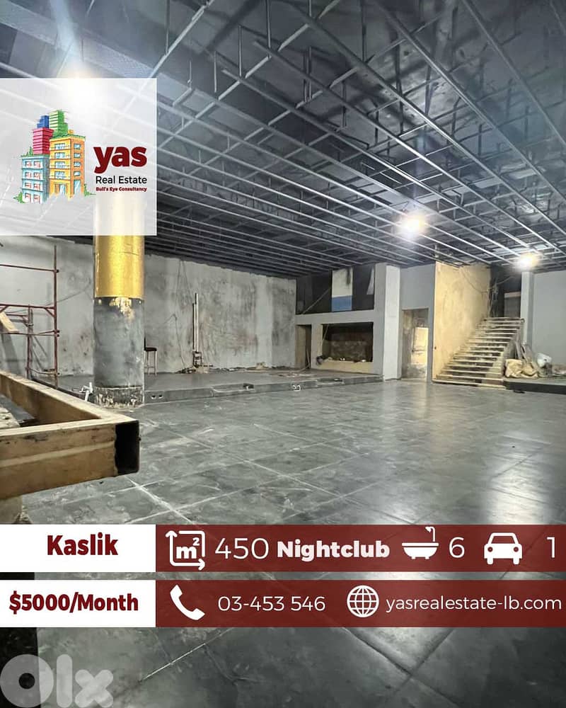Kaslik 450m2 | Nightclub | Rent | New | Prime Location | EH 0