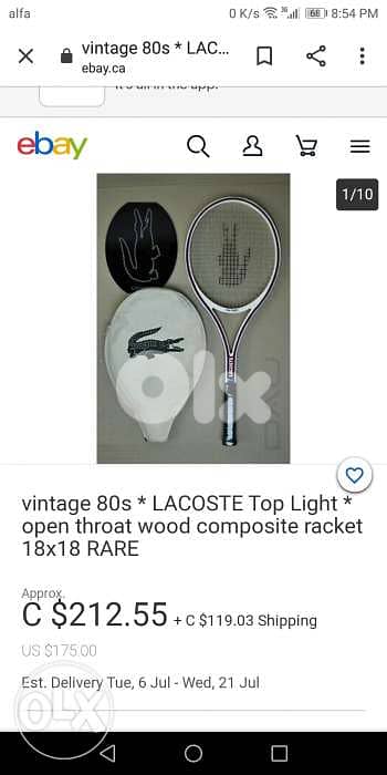 Lacoste unique tennis racket special made price reduced 60 7