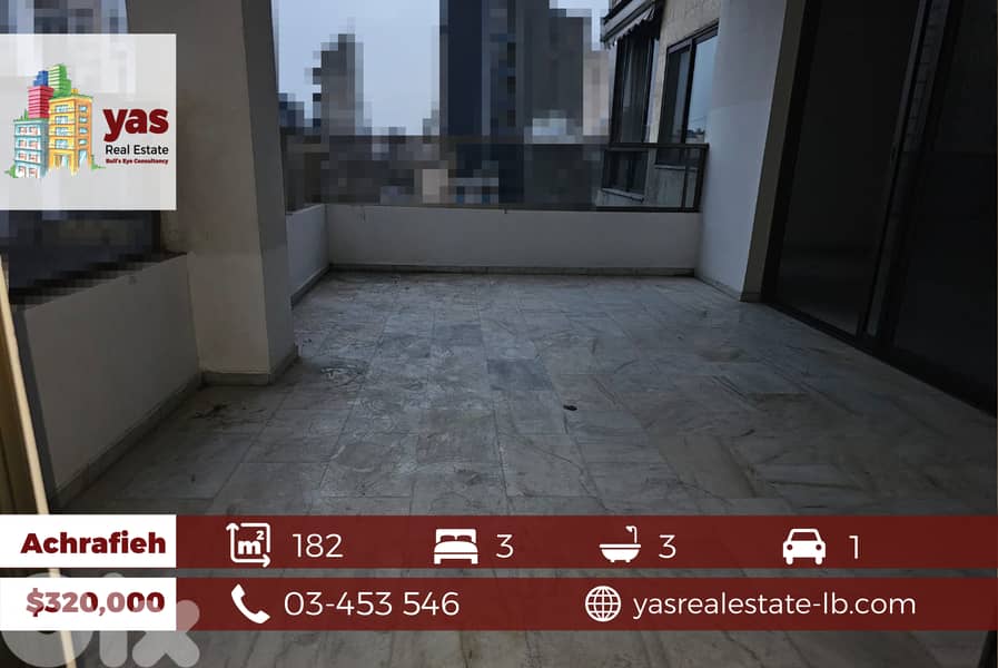 Achrafieh 182m2 | Well Maintained | Well Lighted Flat | PA | 0
