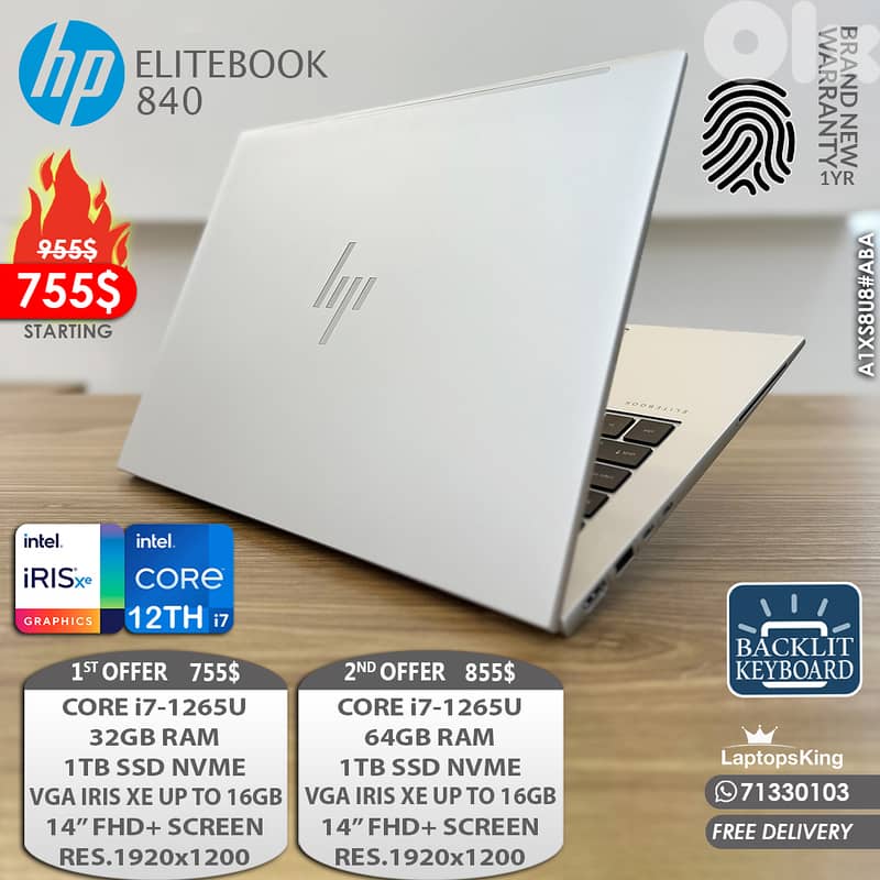 Hp Elitebook 840 A1XS8U8#ABA Core i7-1265u Iris Xe 14” Laptops 0