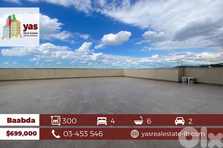 Baabda/Hadad 300m2 | 100m2 Terrace | Triplex | Amazing  View  | PA |