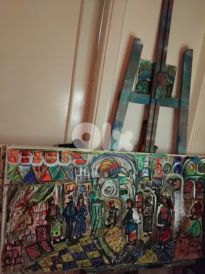 رسم زيتي على القماش يدويه