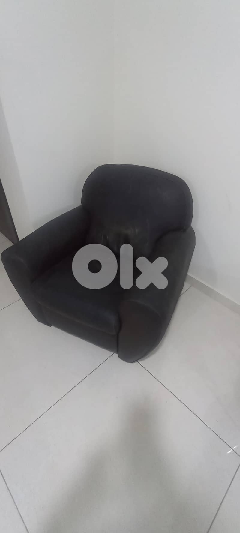 Dark brown leather armchair 0